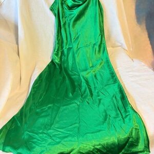 bebe One Shoulder Emerald Dress